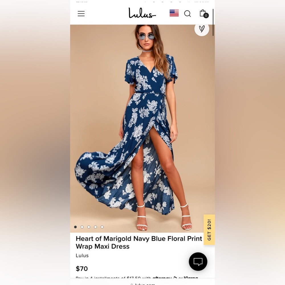 Heart of Marigold Navy Blue Floral Print Wrap Maxi Dress Size Small